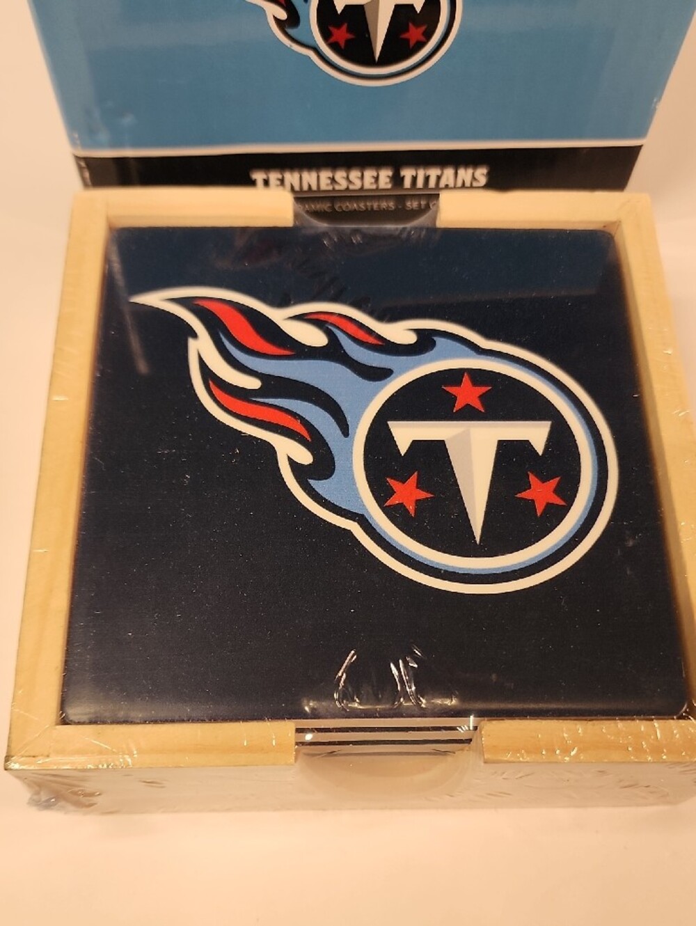 Tennessee Titans Ceramic Coaster Set - Light Blue/Navy - Picture 4 of 5